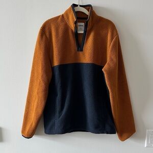 Soma Men's Two-Tone Zip-Up Fleece Pullover - Rust and Navy